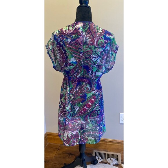 Becca Swimsuit Coverup Size XS-S Sheer Purple Green Elastic Waist Stylish Sexy! - Picture 3 of 12